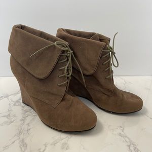 Suede Wedge Booties - Size 9